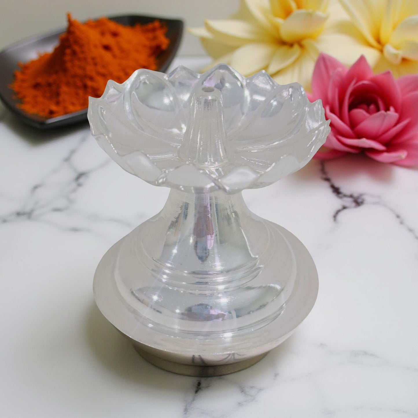 Silver Lotus Diya