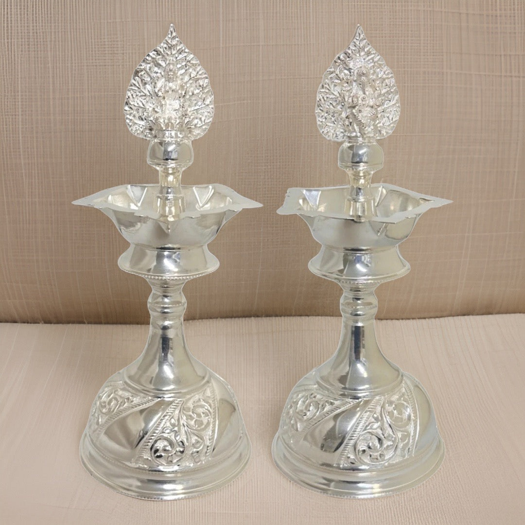 925 Silver Lakshmi-Ganesh Kundulu-Kuthuvilakku 8.75 inches