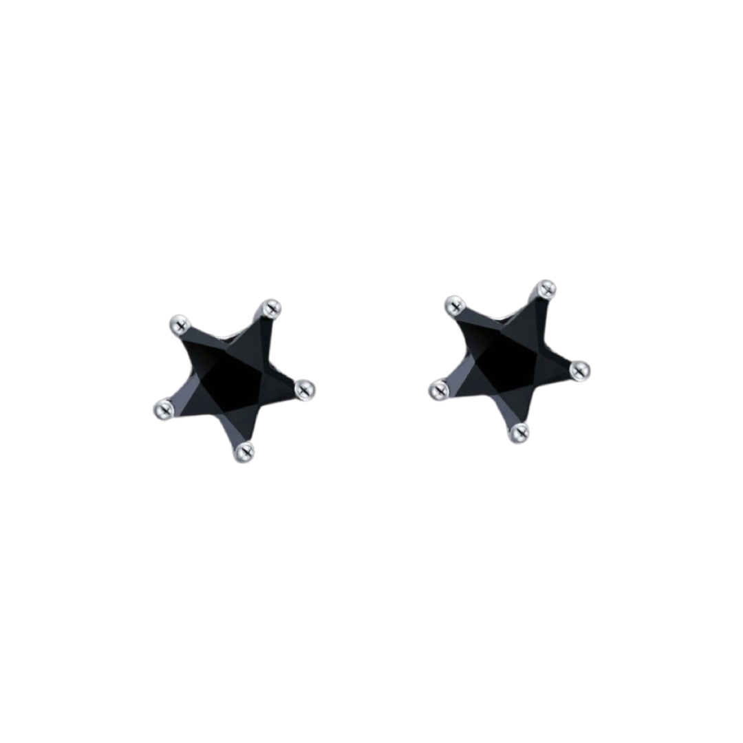 Silver Raya Star Screw Back Earrings