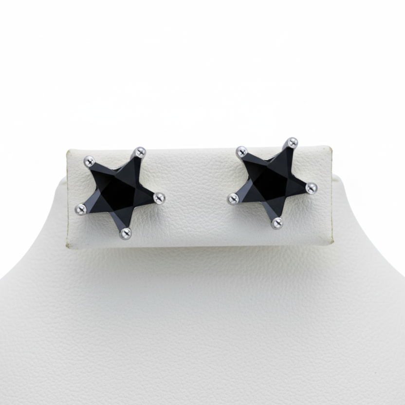 Silver Raya Star Screw Back Earrings