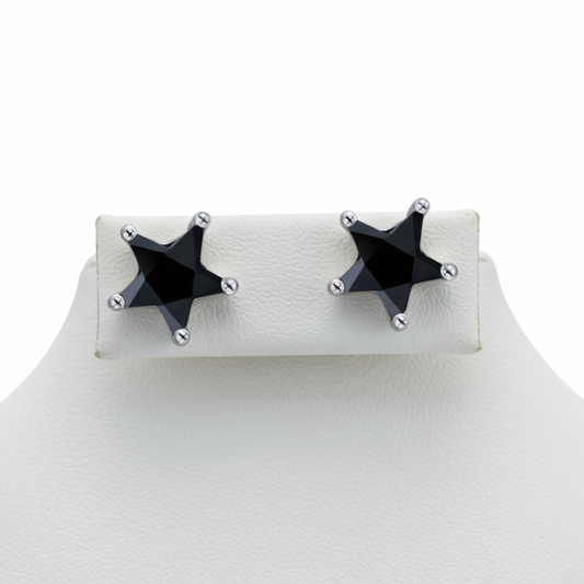Silver Raya Star Screw Back Earrings