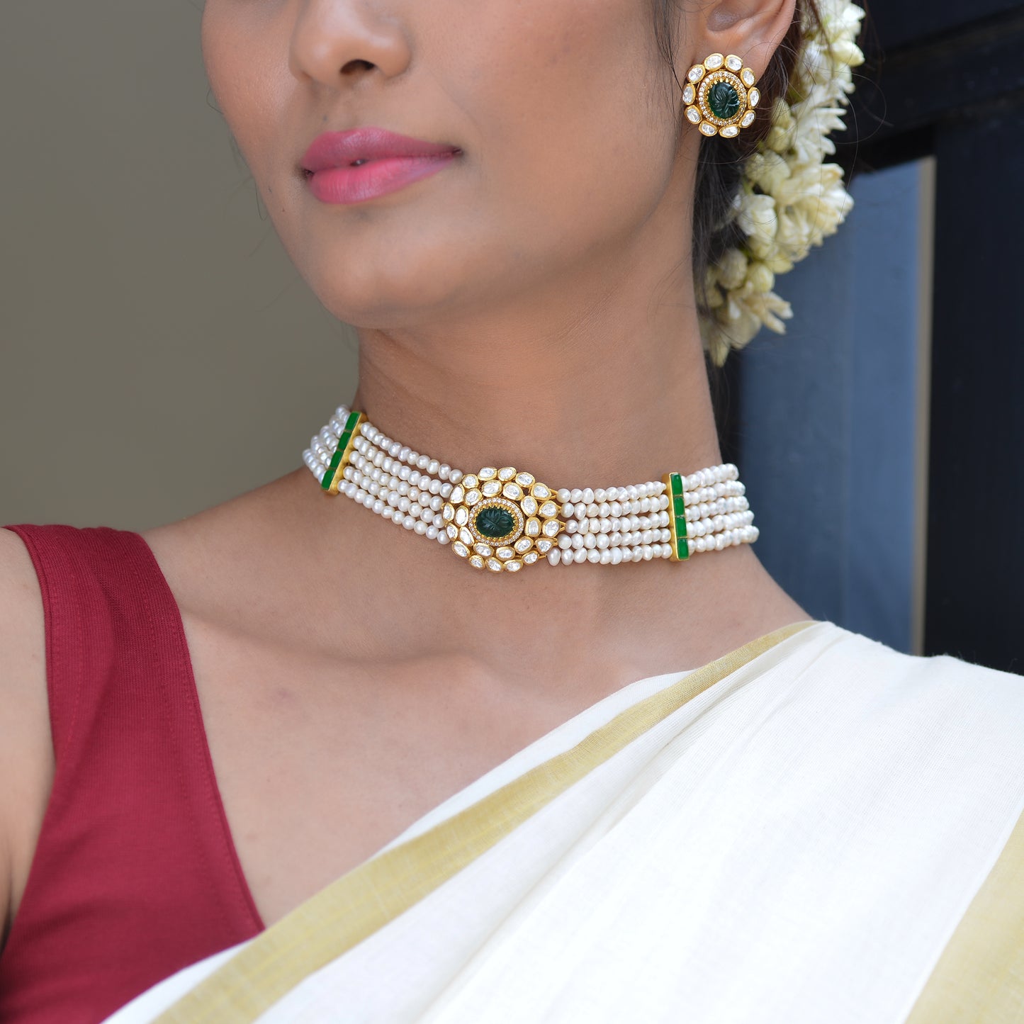 Ambu 925 Silver Pearl Chocker Necklace