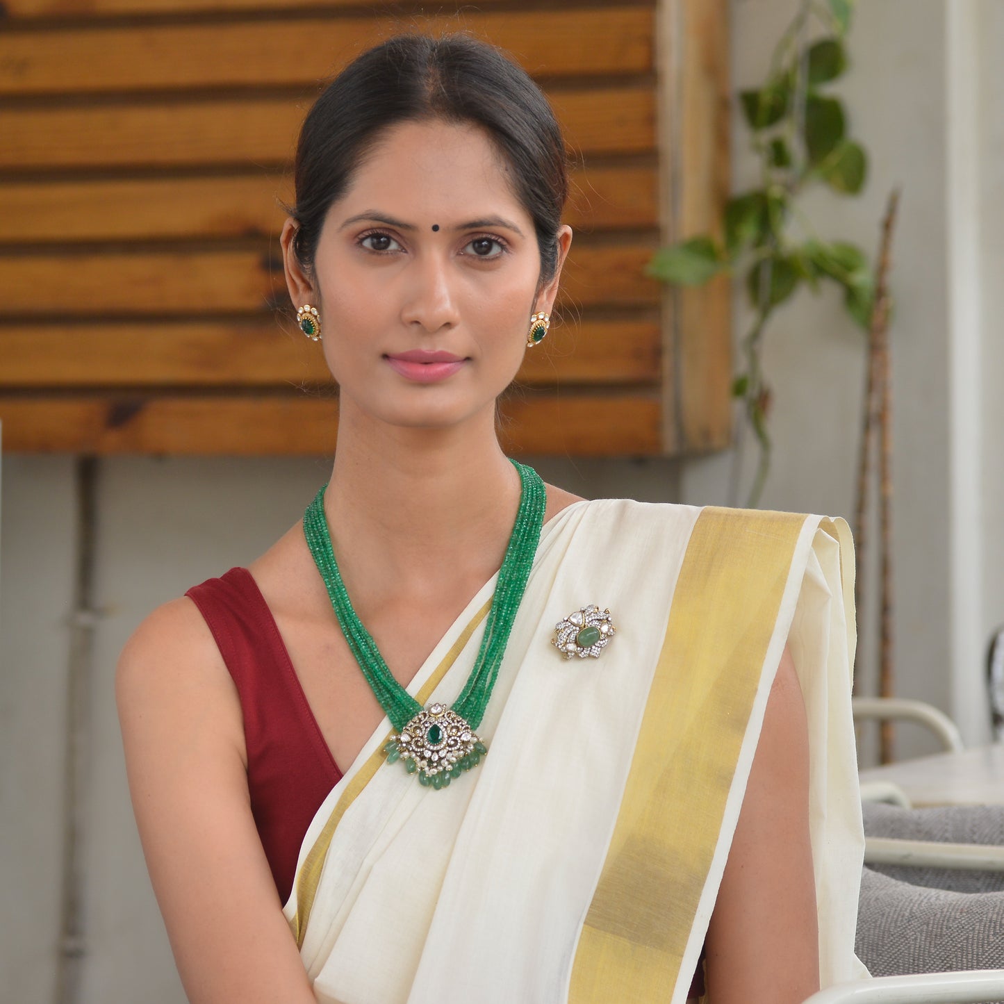 Amala 925 Silver Victorian Necklace and Earrings Set