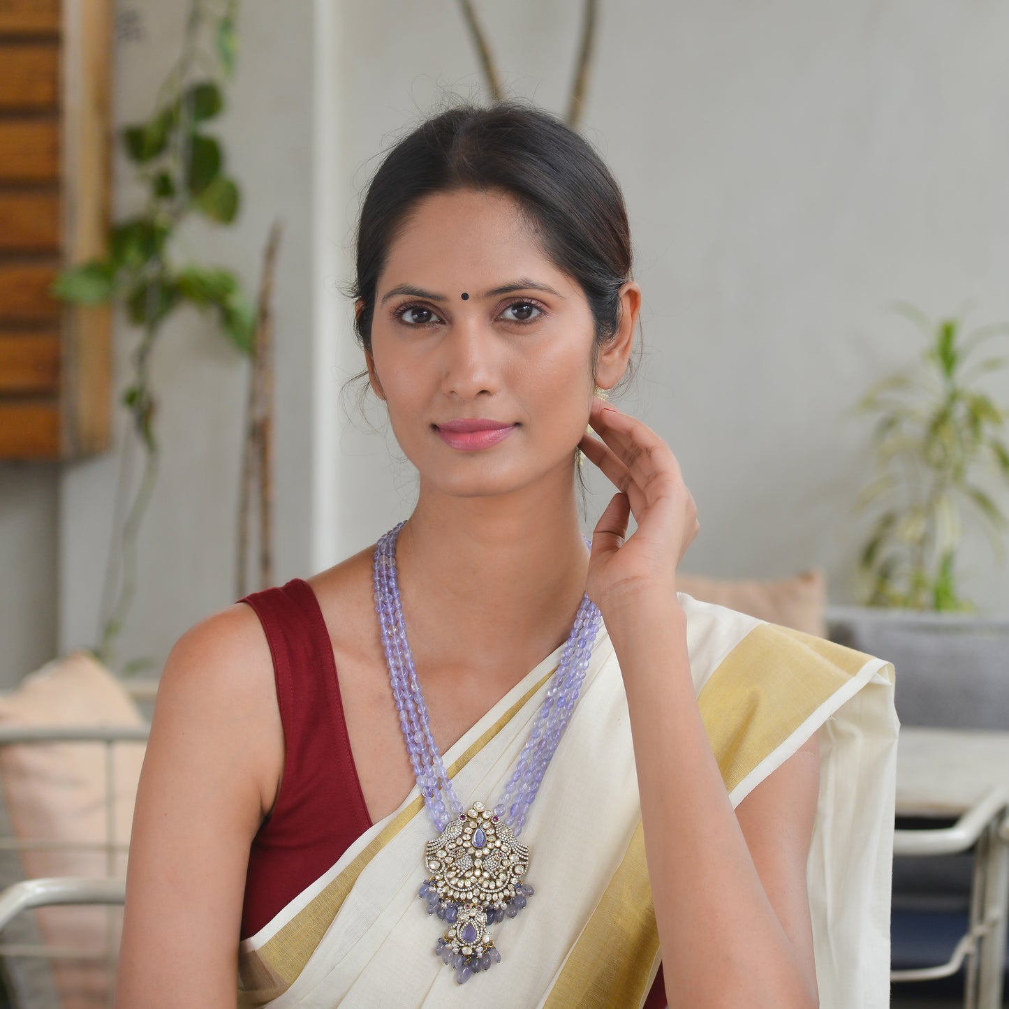 Amina 925 Silver Victorian Necklace And Earrings Set