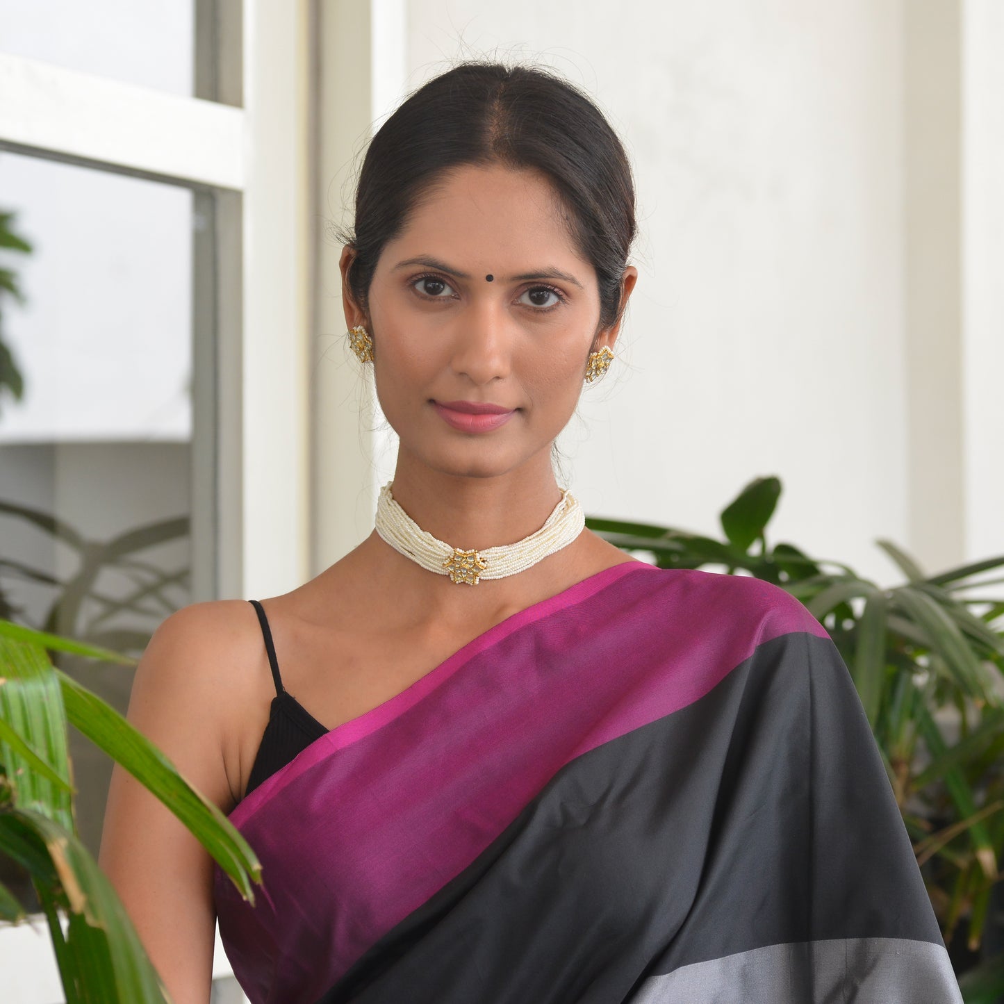 Ambalika 925 Silver chocker Necklace and Earrings Set