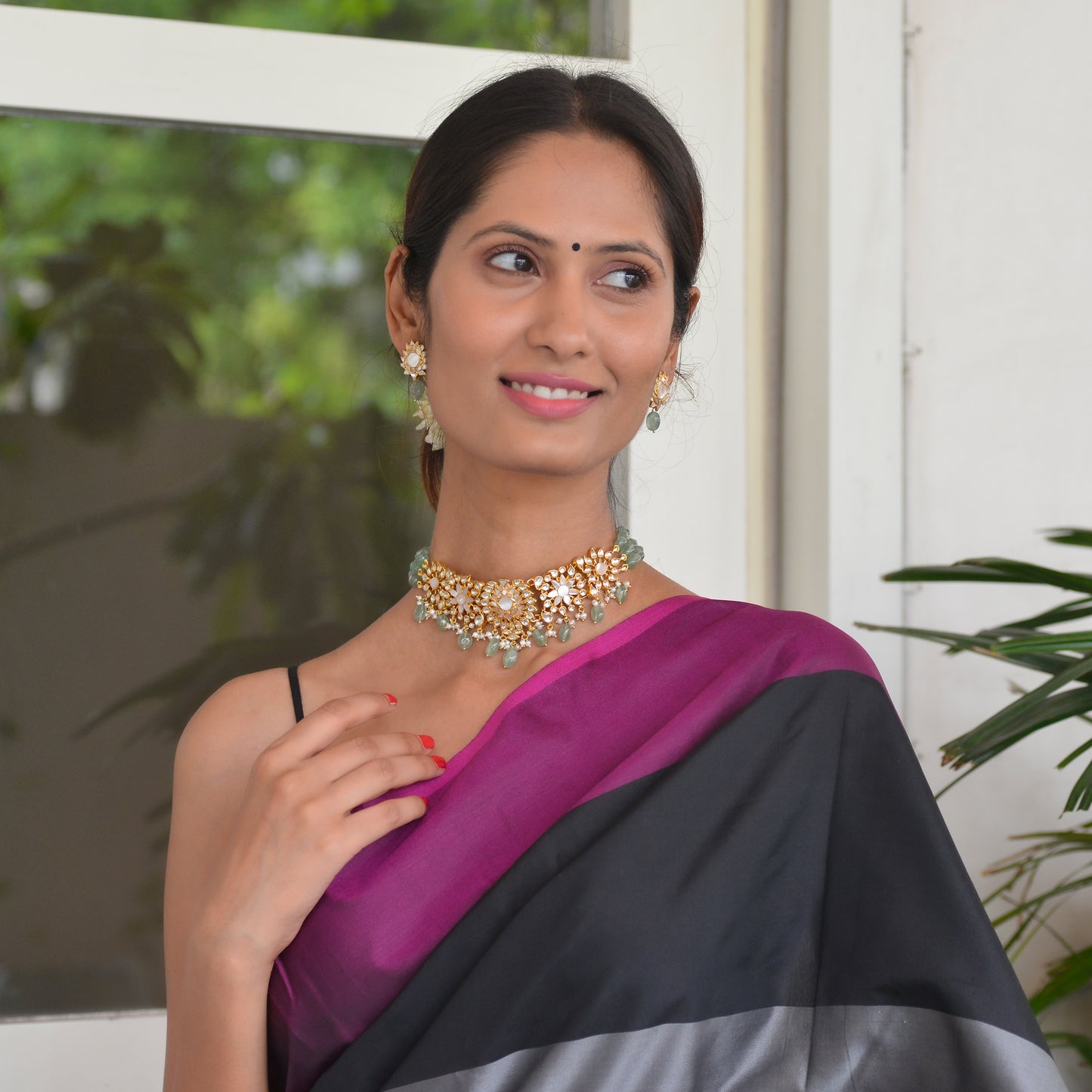 Amritkala 925 Silver Necklace And Earrings Set