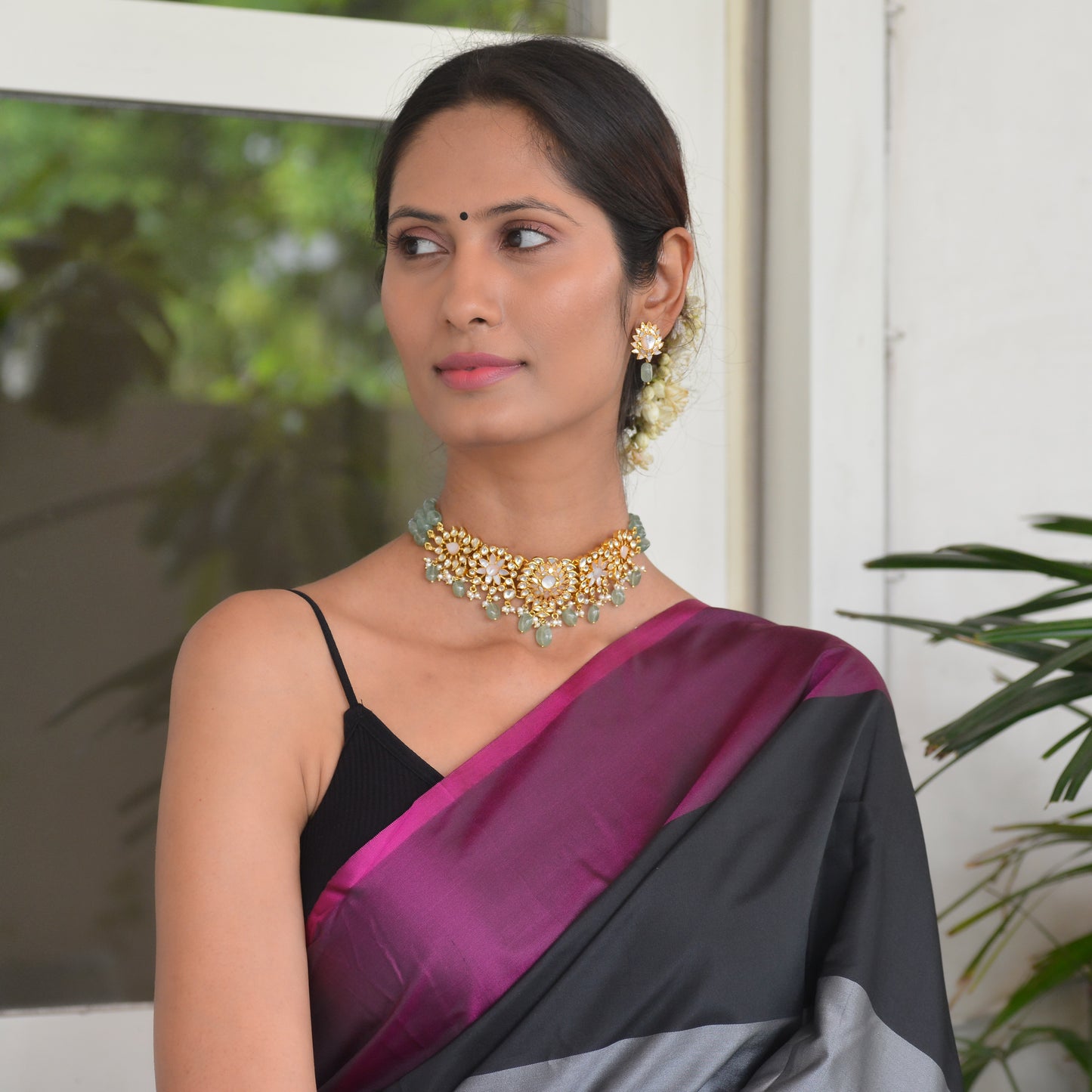 Amritkala 925 Silver Necklace And Earrings Set