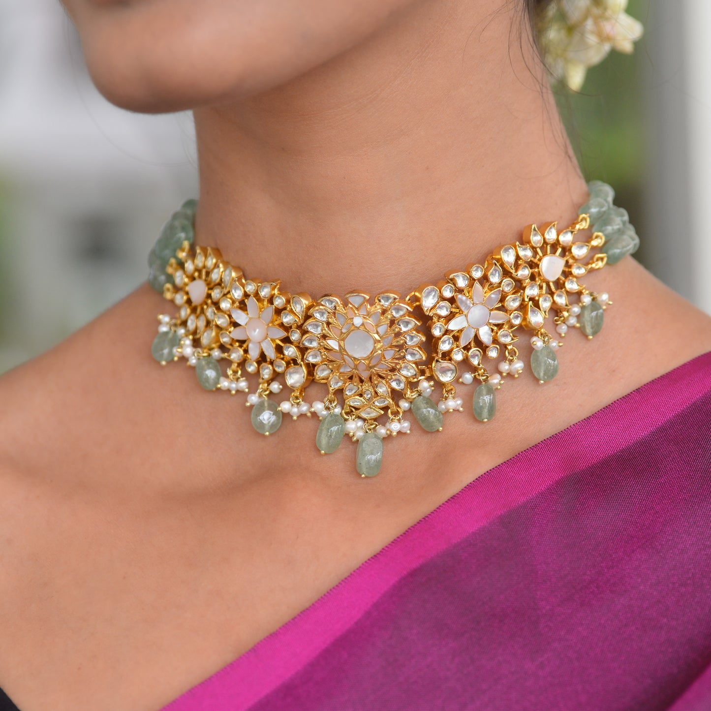 Amritkala 925 Silver Necklace And Earrings Set