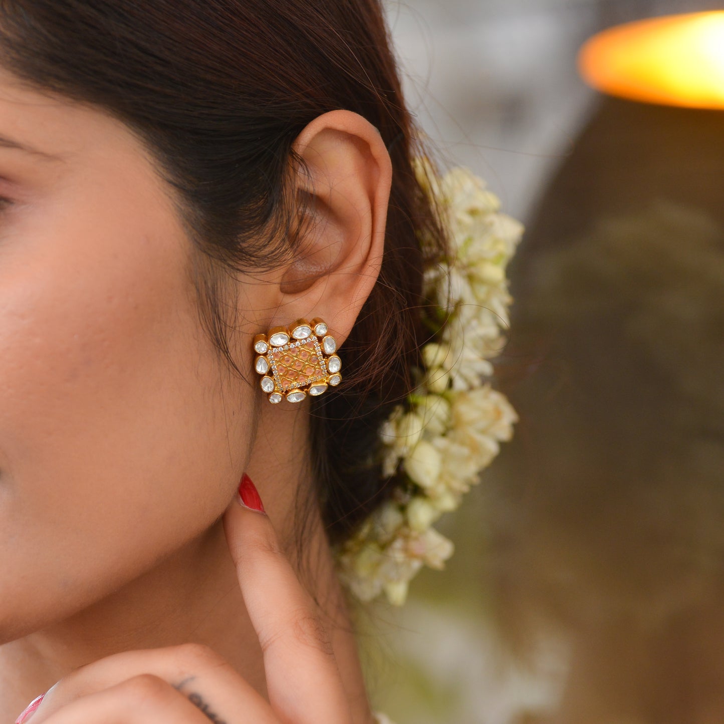 Ambuda 925 Silver chocker and Earrings Set