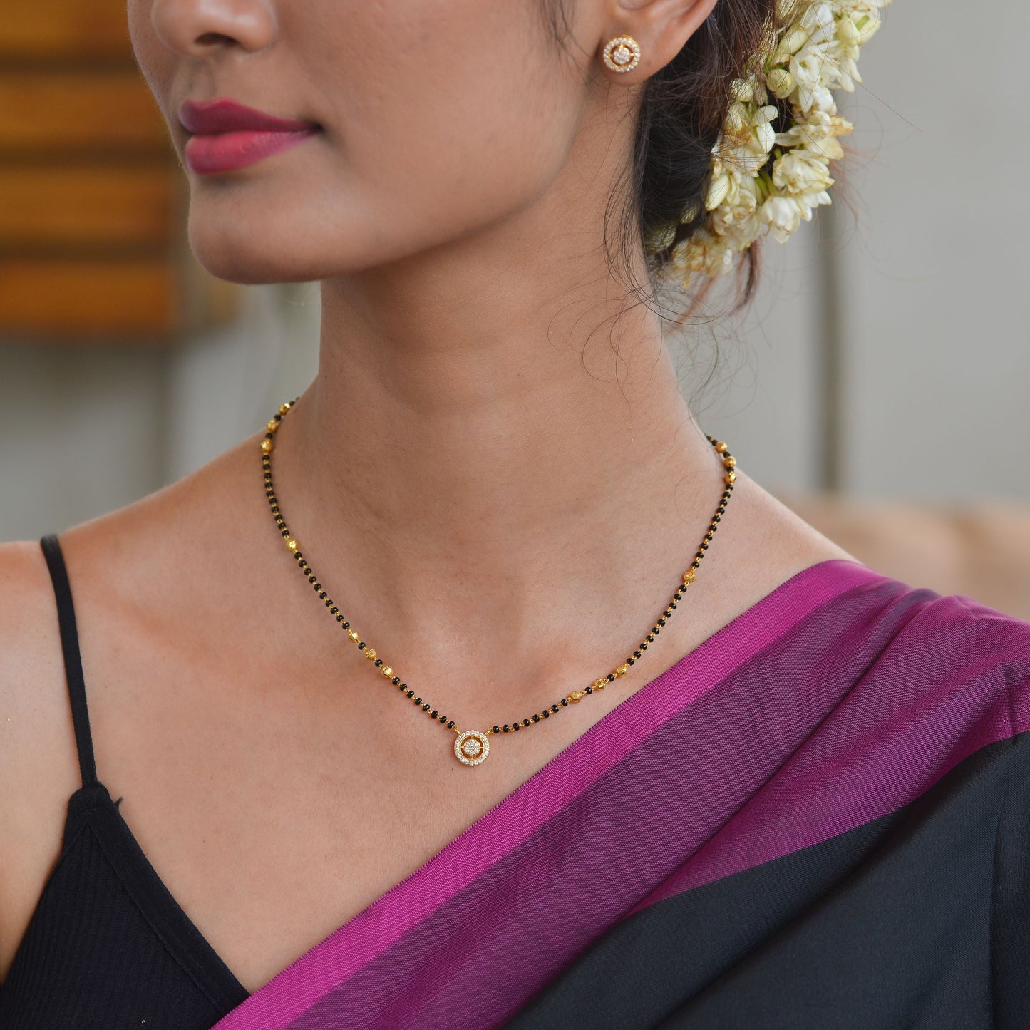 22KT Gold Black Bead Mangalsutra