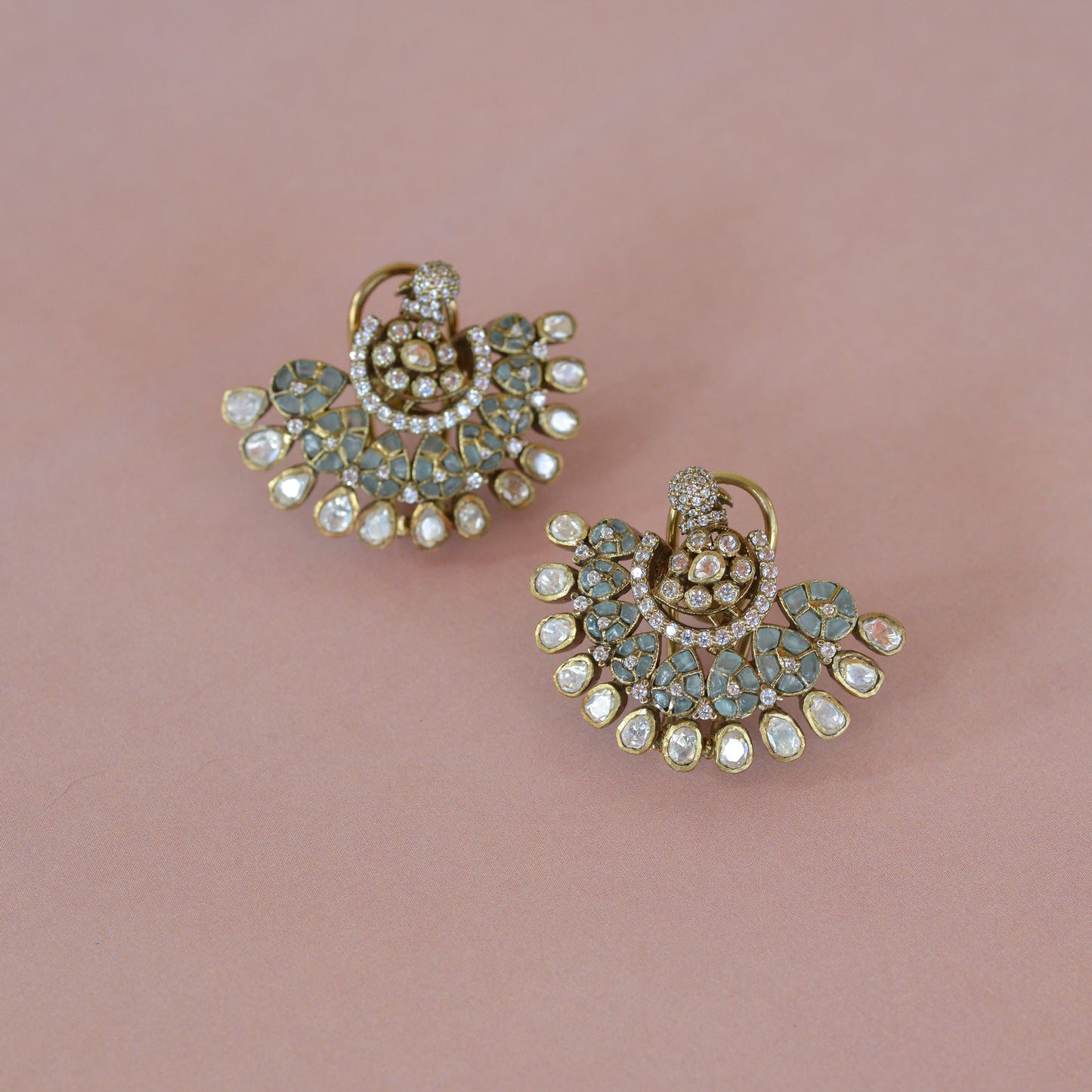 Hanshika 925 Silver Antique Kundan Stud Earring