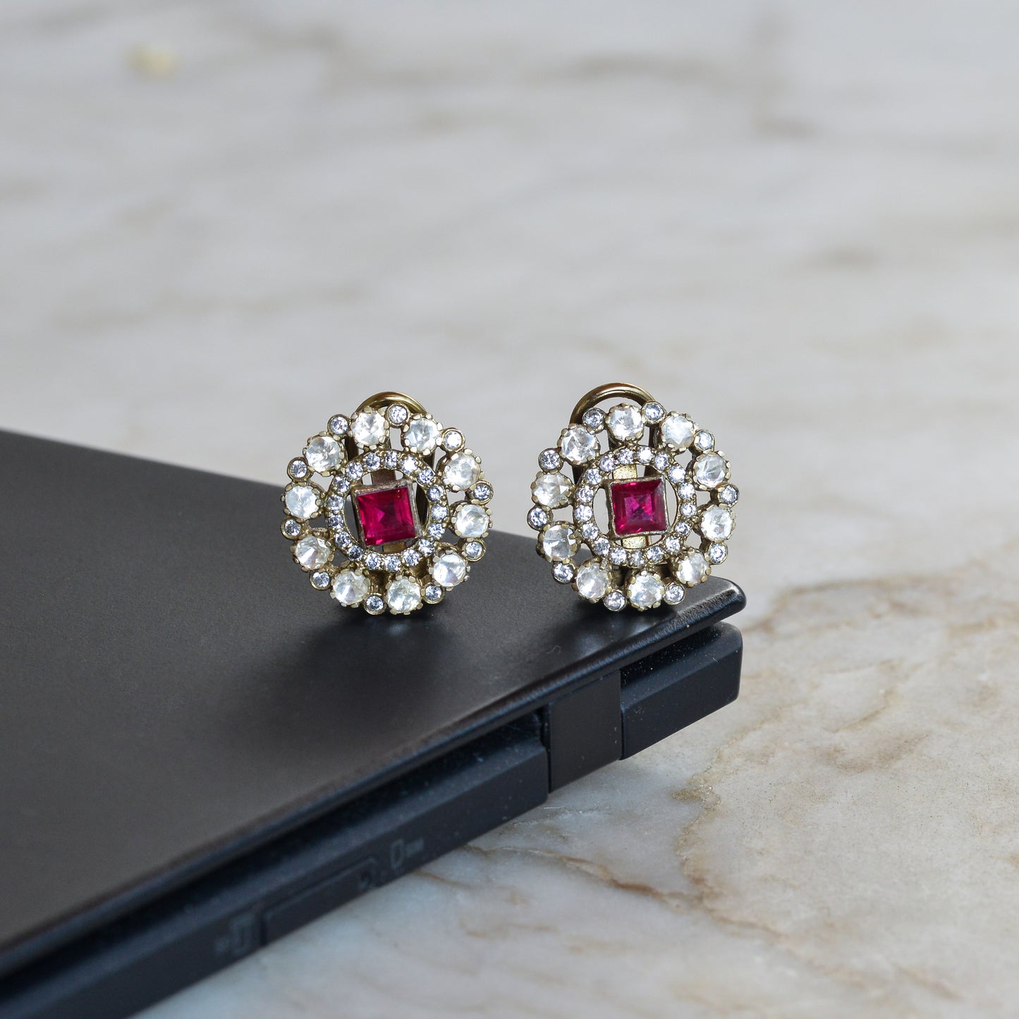 Manika 925 Silver Antique Kundan Stud Earring