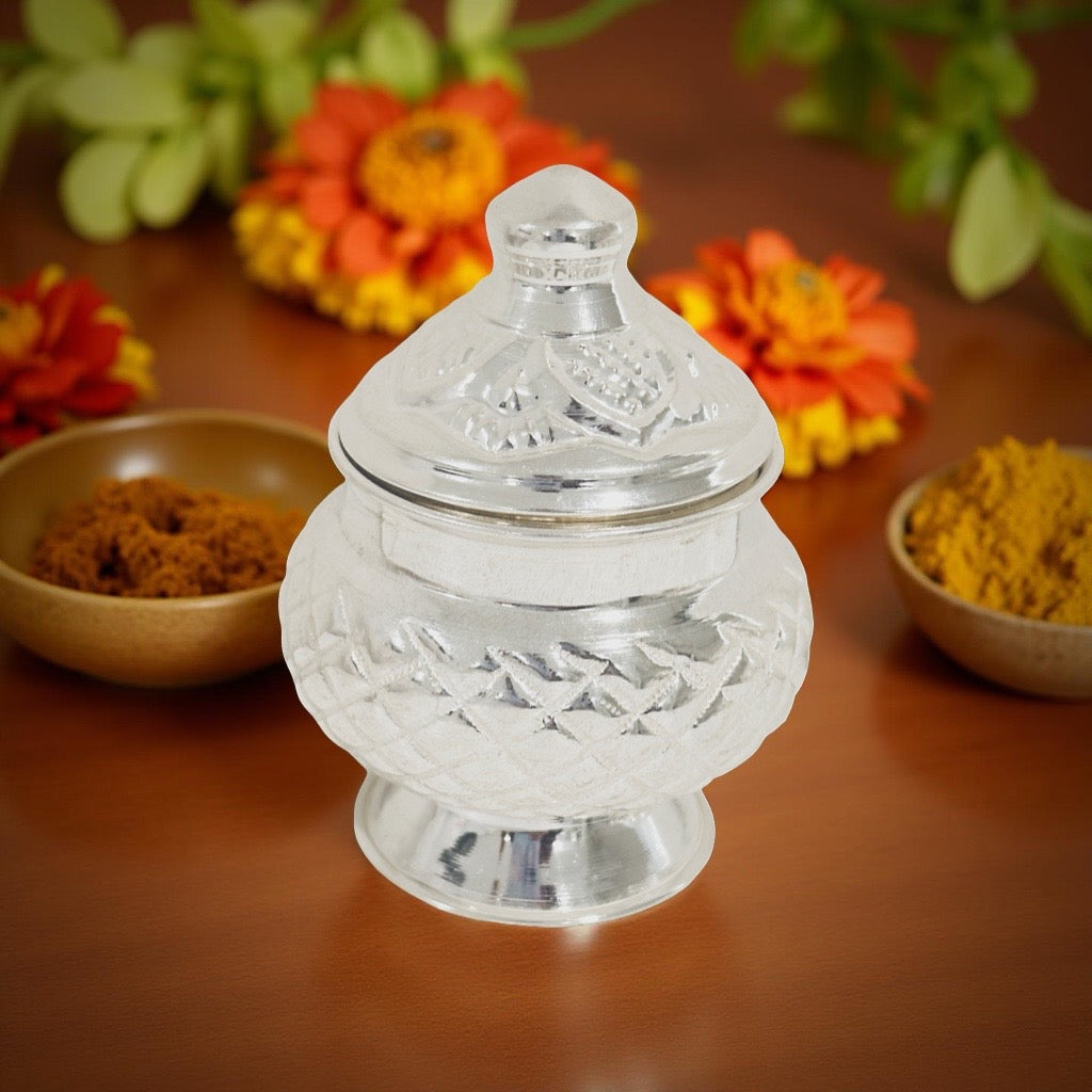 Silver Nakash Haldi Kumkum Box