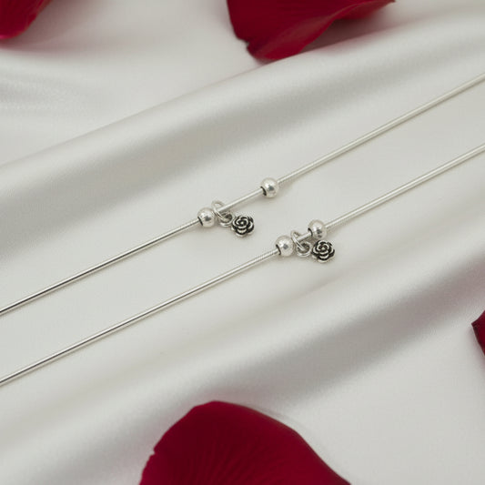 Vidhya -925 Antique Silver Anklet 10 Inches