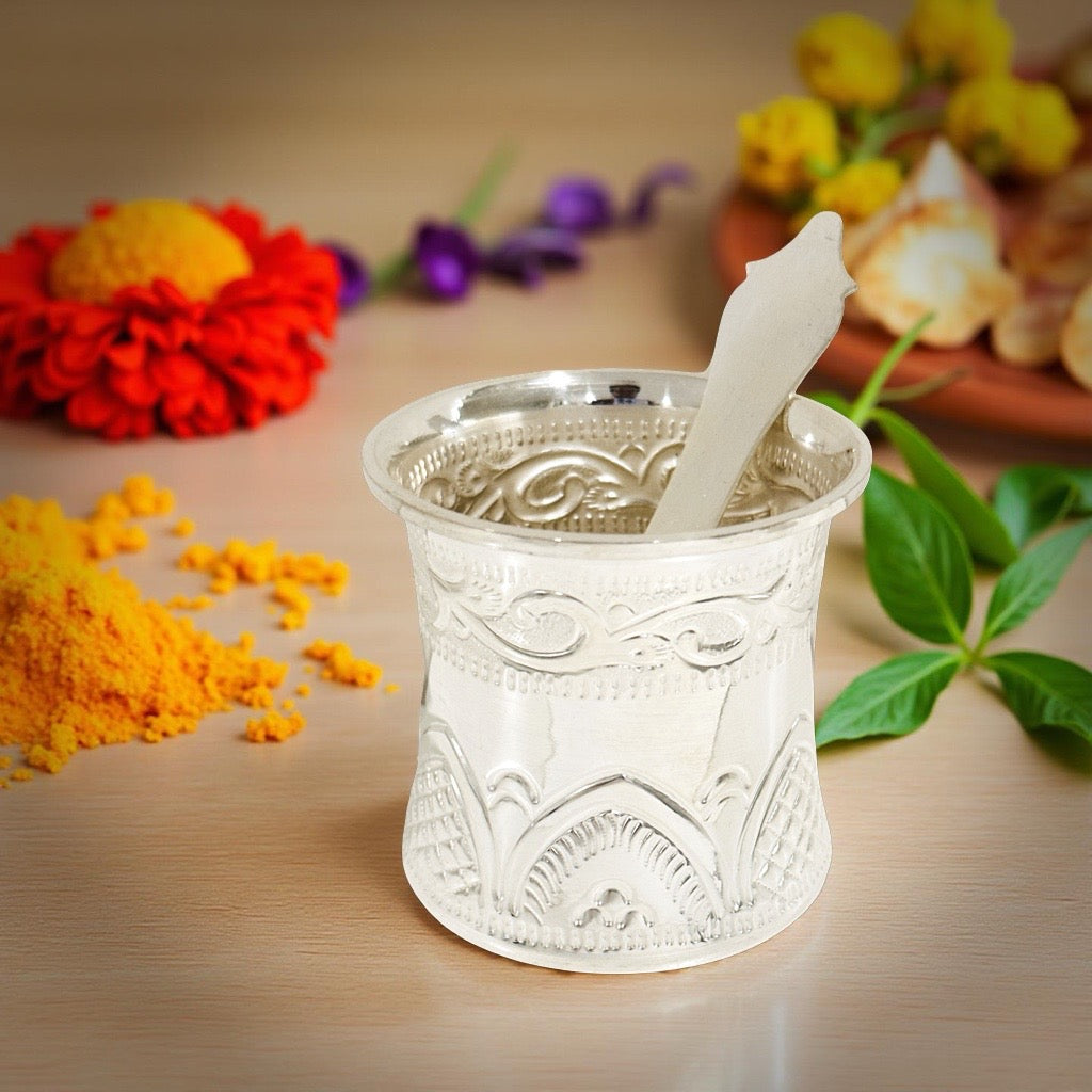 Silver Nakash Panchapatra Set 2.6 Inches