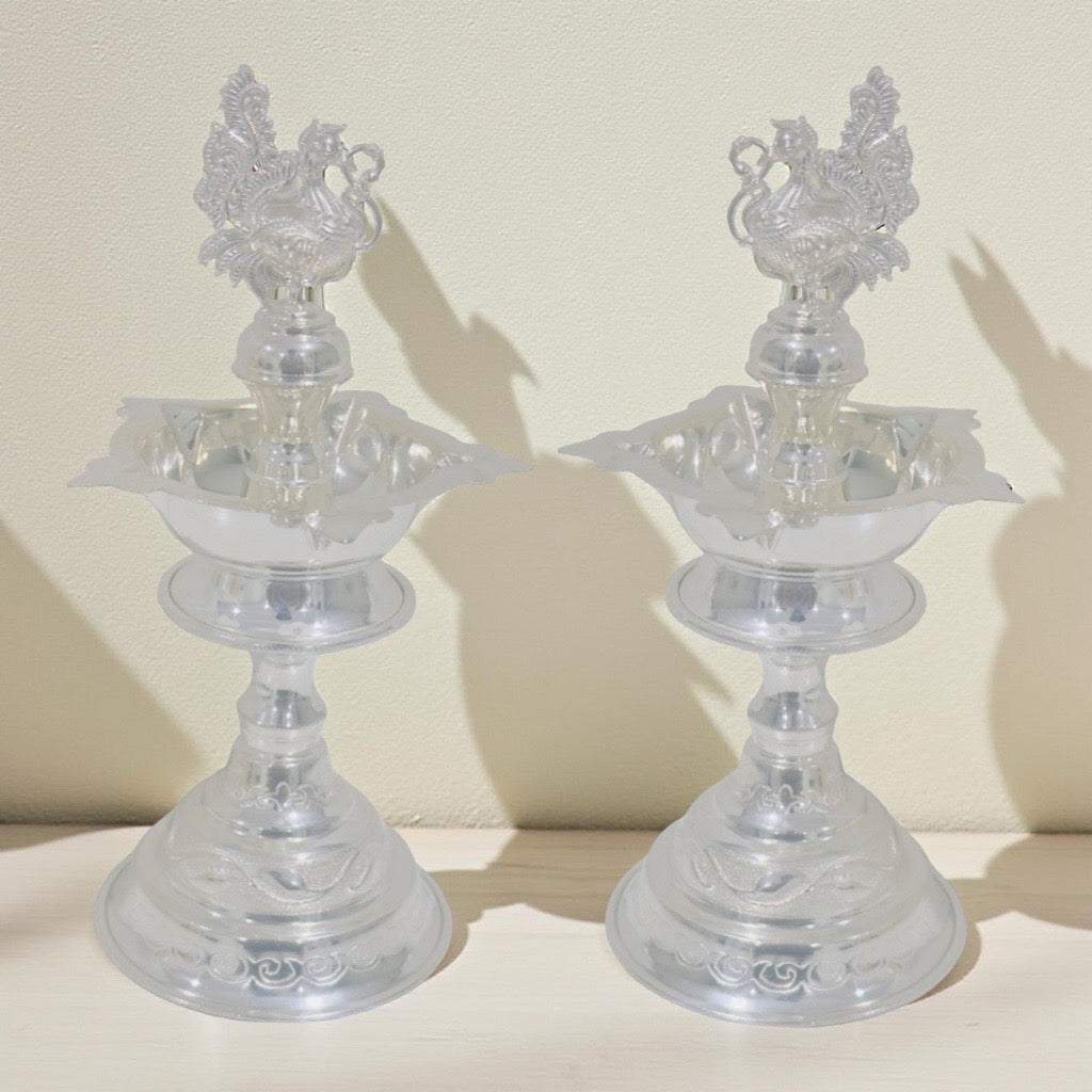 Meghna Silver KuthuVilakku-Kundhulu-Diya 6.25 Inches