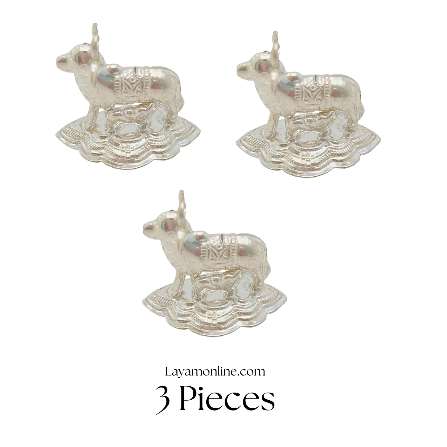 Silver Cow and Calf Idol (3 PCs)