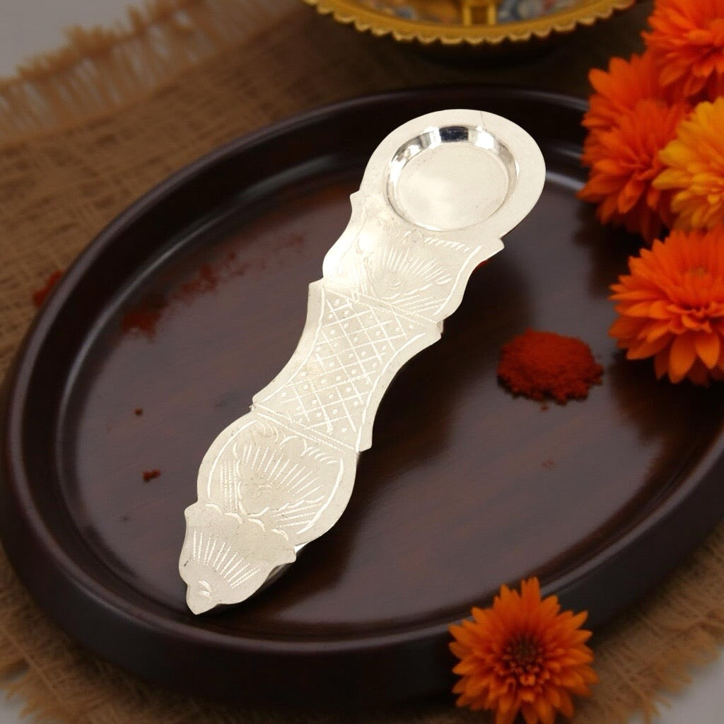 Silver Karpur Arti Diya 7.3 Inches