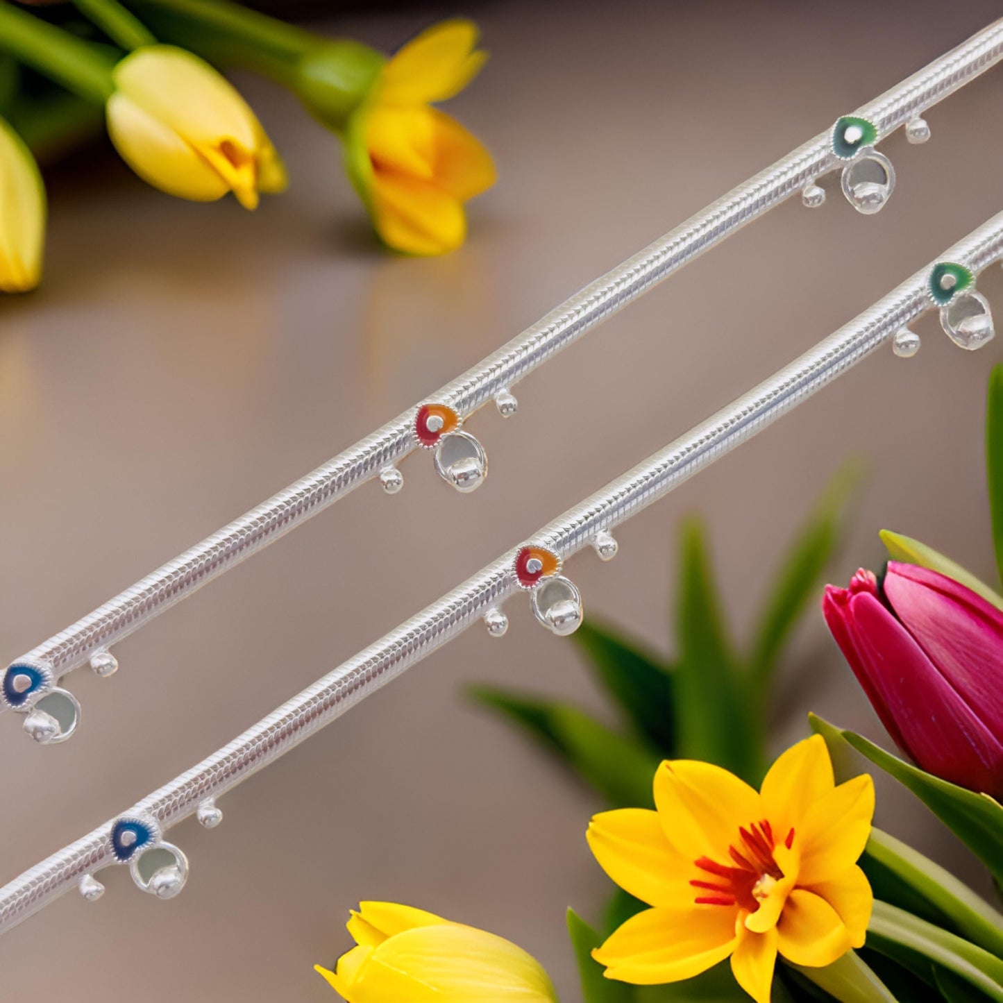 Mona Silver Anklet 6 Inches