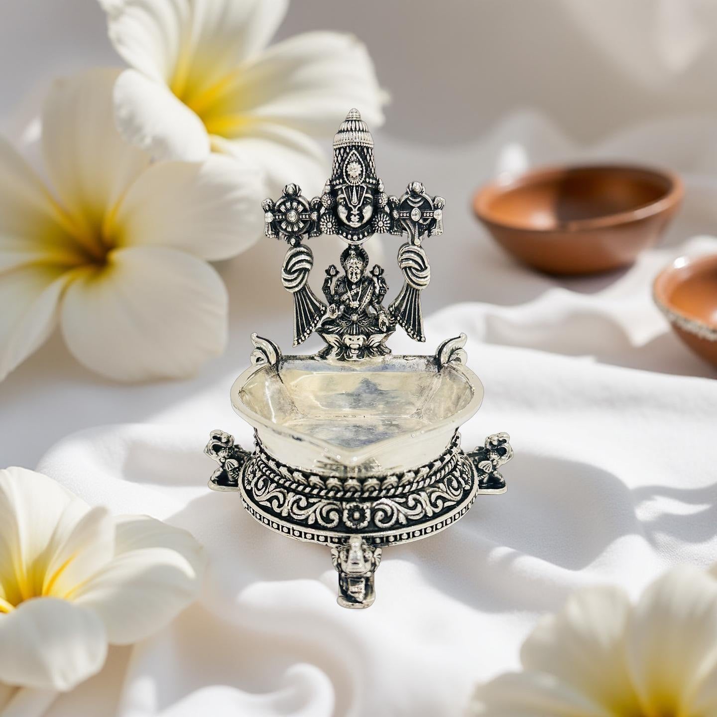 925 Silver Antique Lakshmi Balaji Lamp