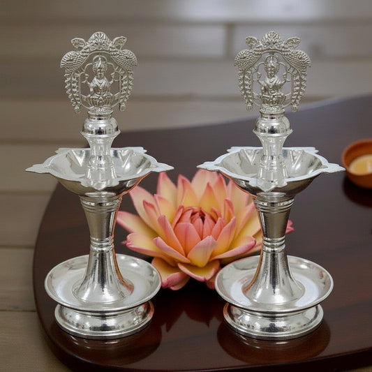 Mahalkshmi Silver KuthuVilakku-Kundhulu-Diya 7.5 Inches