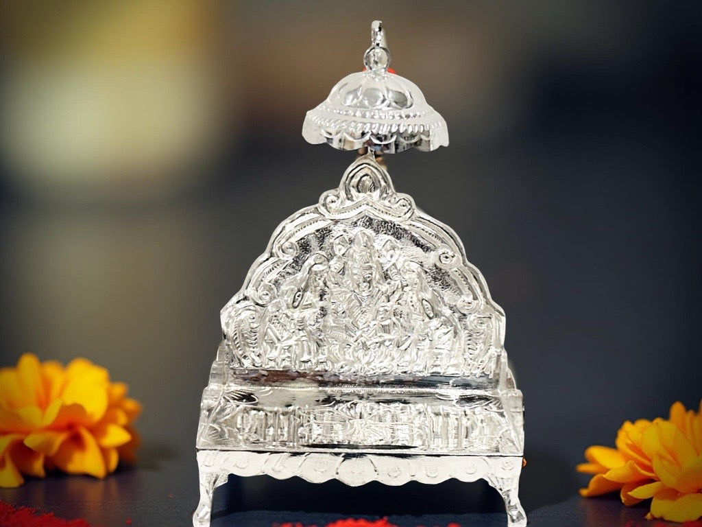 Silver Mahalakshmi Singaasan 7.5 Inches
