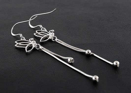 925 Sterling Silver Butterfly Drop Hook Earrings