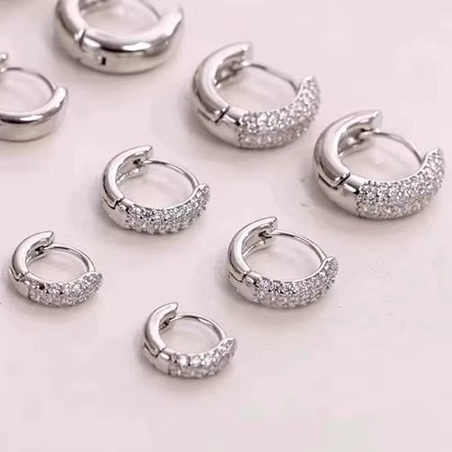 925 Sterling Silver Micropave Hoop Earrings