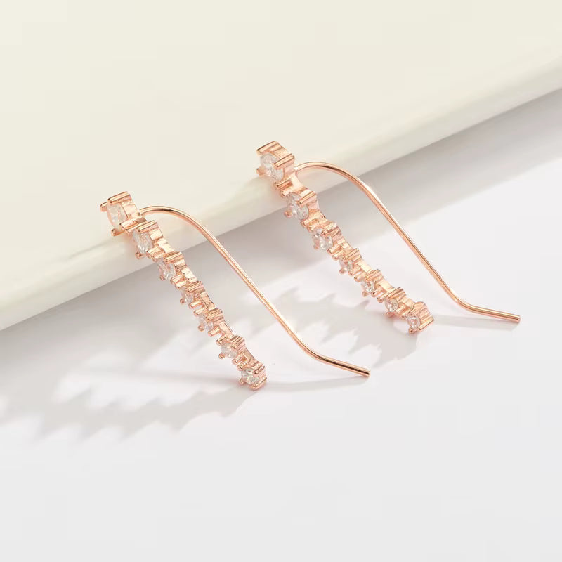 Rose Gold Plated 925 Silver Cubic Zirconia Ear Pins