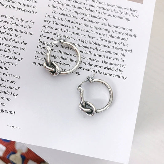 925 Sterling Silver Knot Hoop Earrings