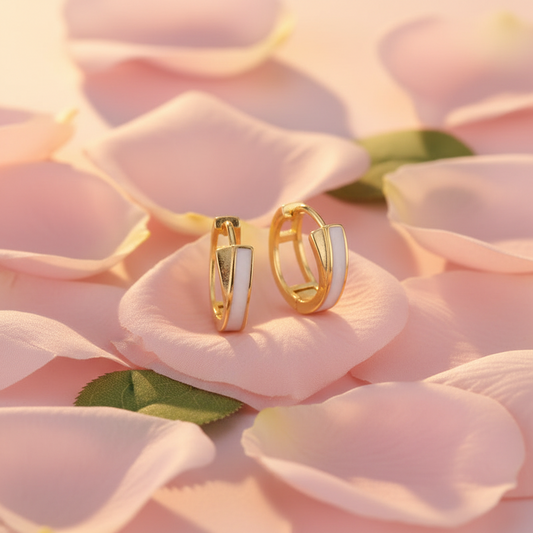 Gold Plated 925 Sterling Silver MOP Hoop Earrings
