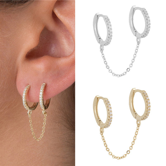 Gold Plated 925 Sterling Silver Double Hoop Earrings