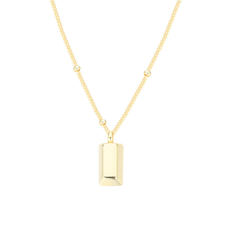 Gold Plated 925 Sterling Silver Gold Bar Pendant Necklace