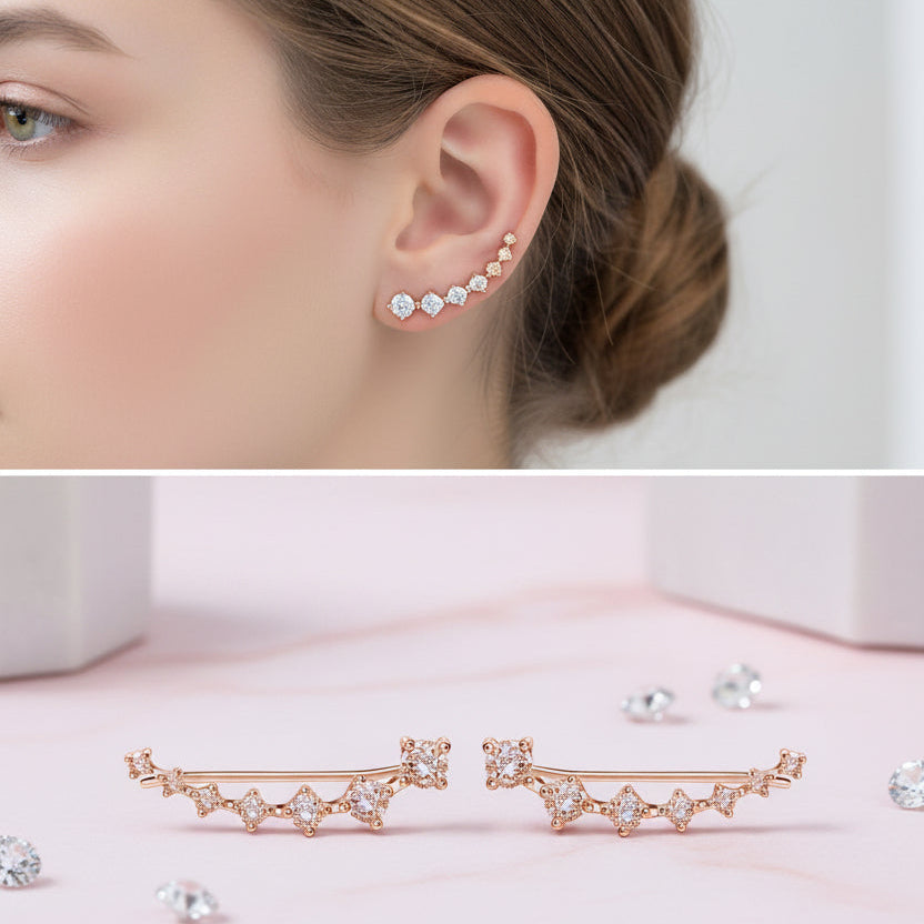 925 Silver Cubic Zirconia Ear Pins