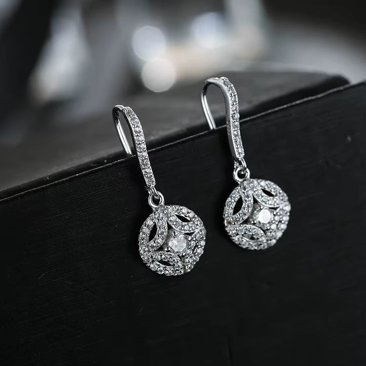 925 Sterling Silver Crystal Drop CZ Hook Earrings