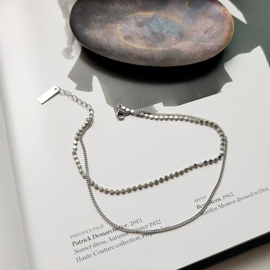 925 Silver Flat Bead Chain Anklet