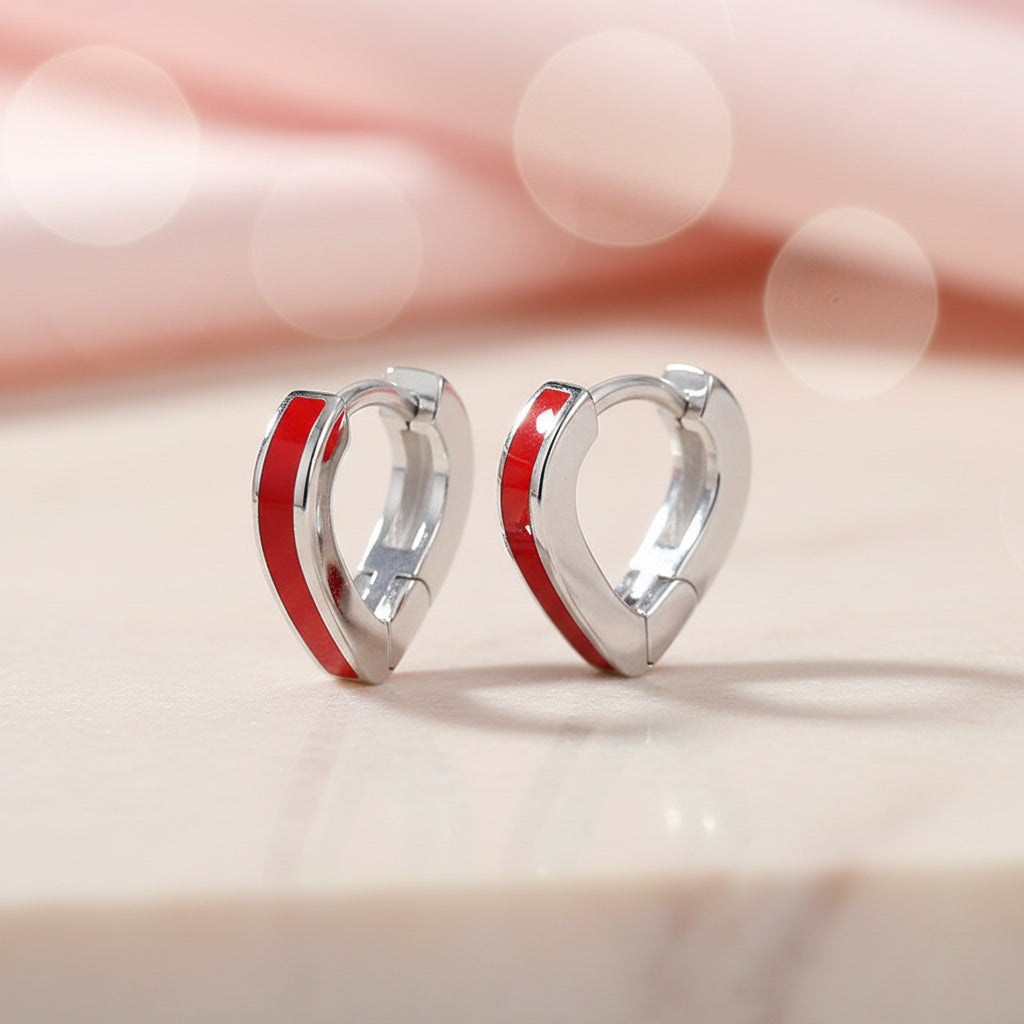 925 Sterling Silver Heart Hoop Earrings