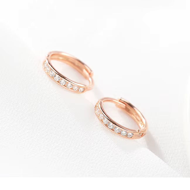 Rose Gold Plated 925 Sterling Silver Huggie Hoop Earrings