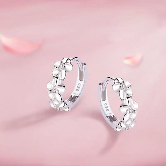 925 Sterling Silver Small Flower Hoop Earrings