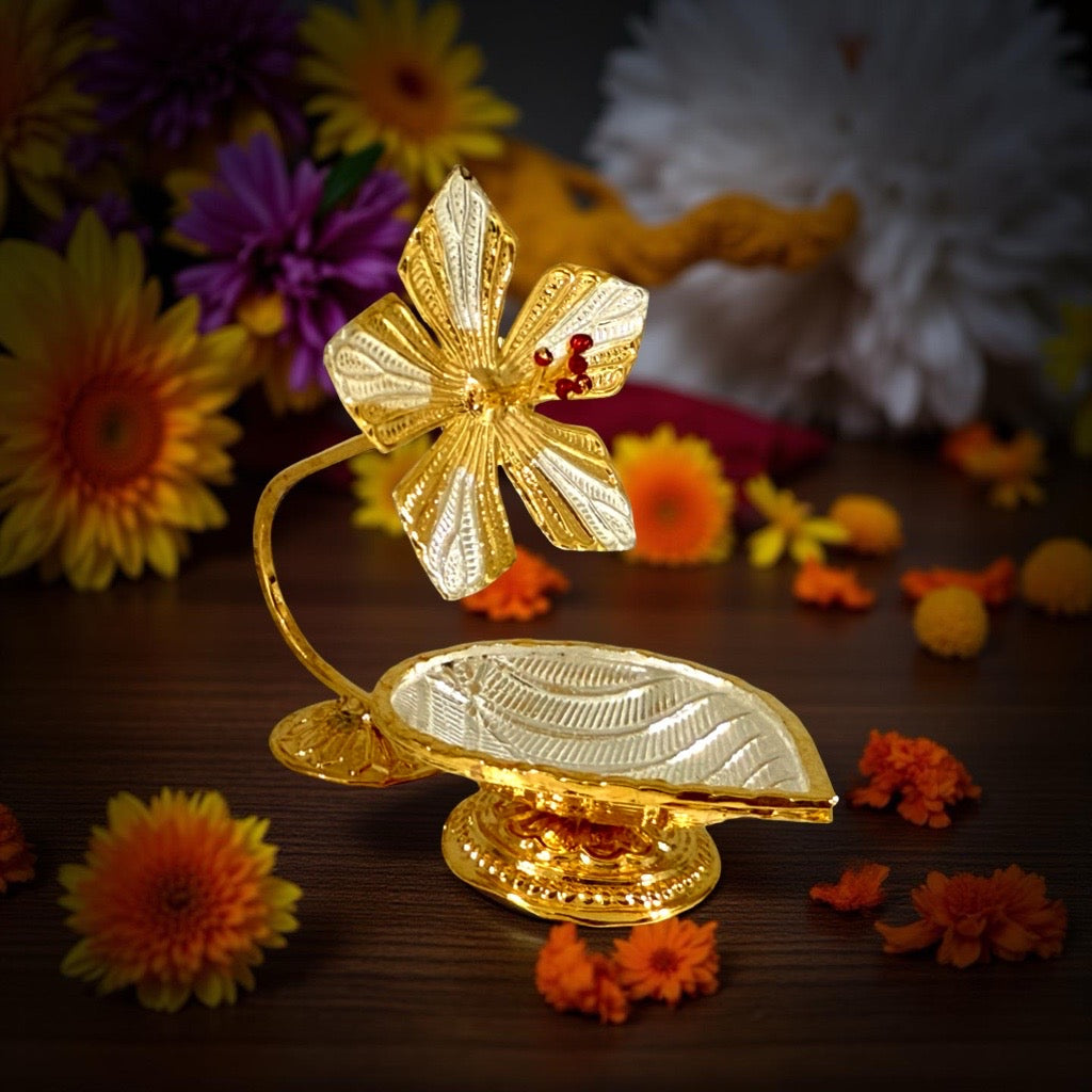 Silver Hibiscus Deepam