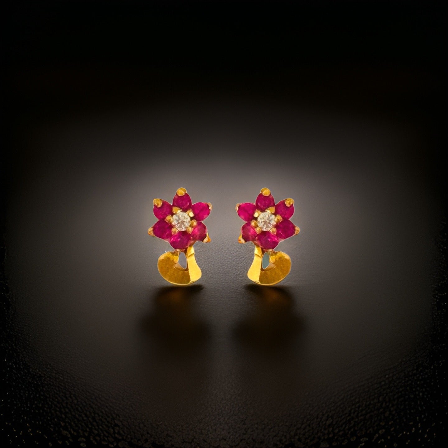 22KT Gold Pink Stud Earrings
