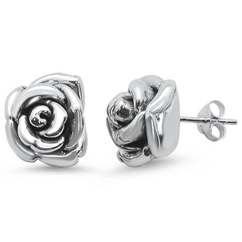 Electroform Plain Flower Stud .925 Sterling Silver Earrings