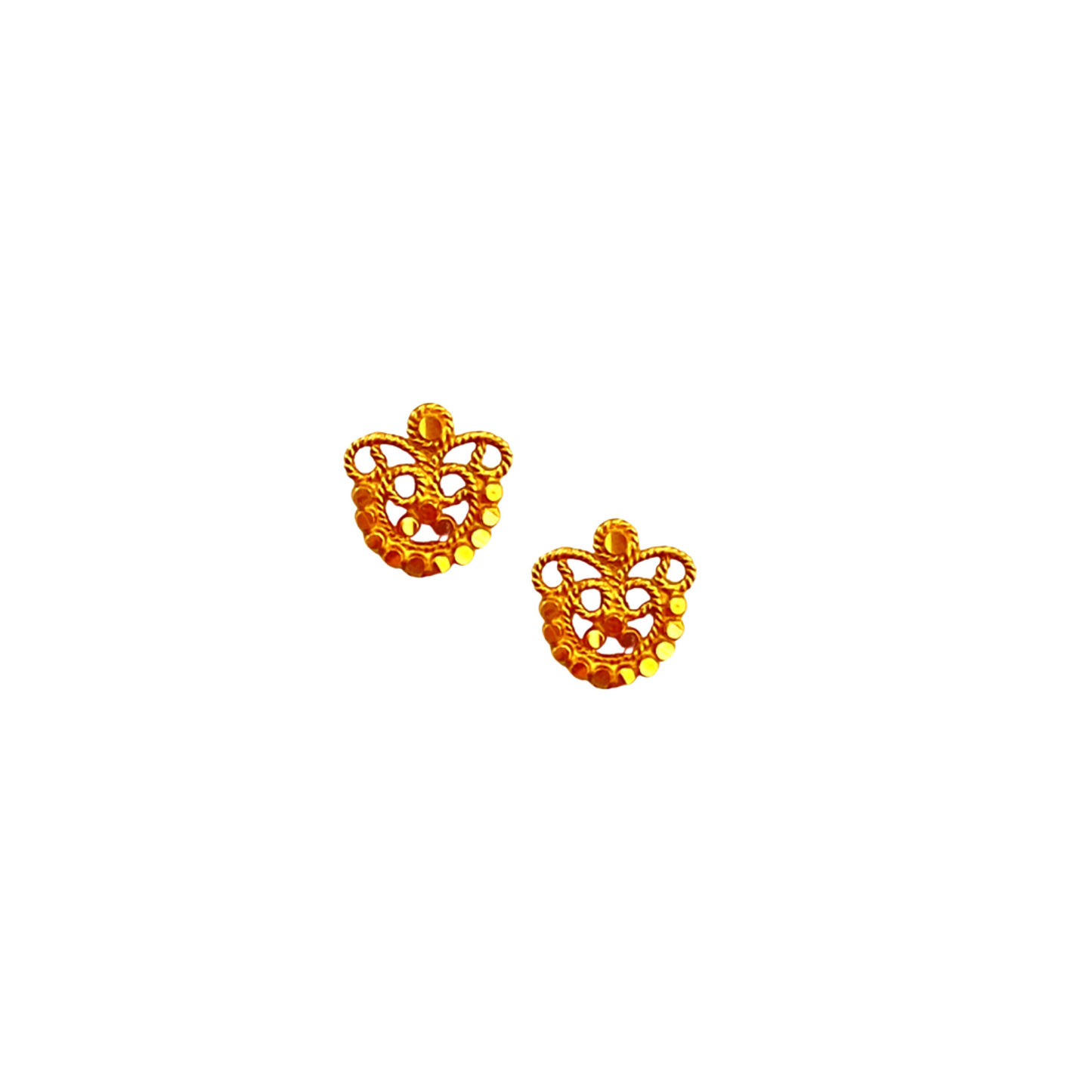 18KT Gold Swirly Circular Flower Stud Earrings