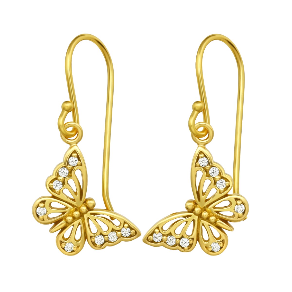 Silver Butterfly Earrings with Cubic Zirconia