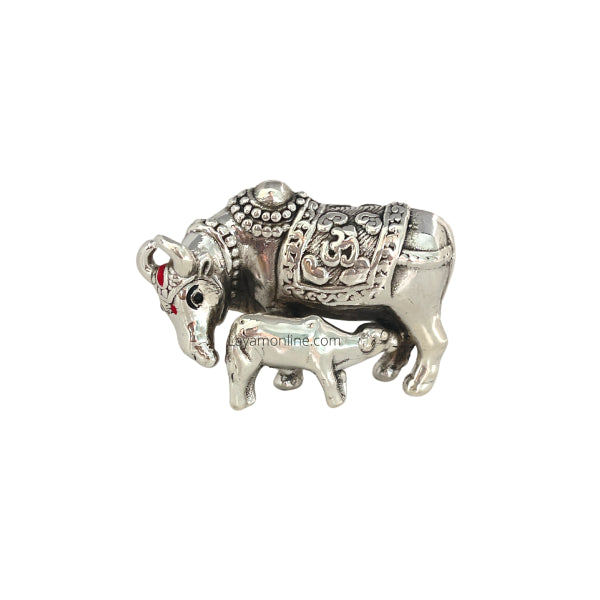 Antique 999 Fine Silver Cow & Calf Idol