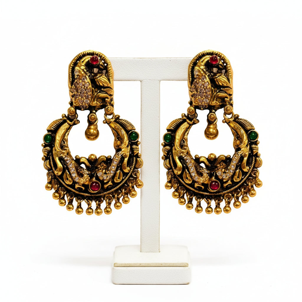 925 Silver Aashikha Antique Chandbali Earrings