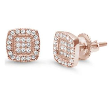 Sterling Silver Square Micro Pave Stud Earrings