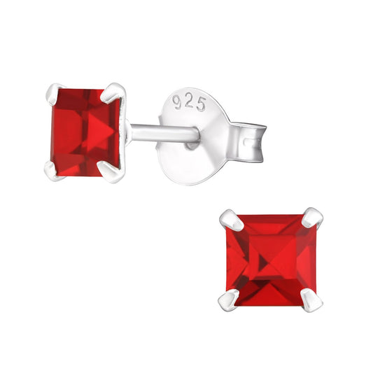 Silver Square Stud Earrings 4mm