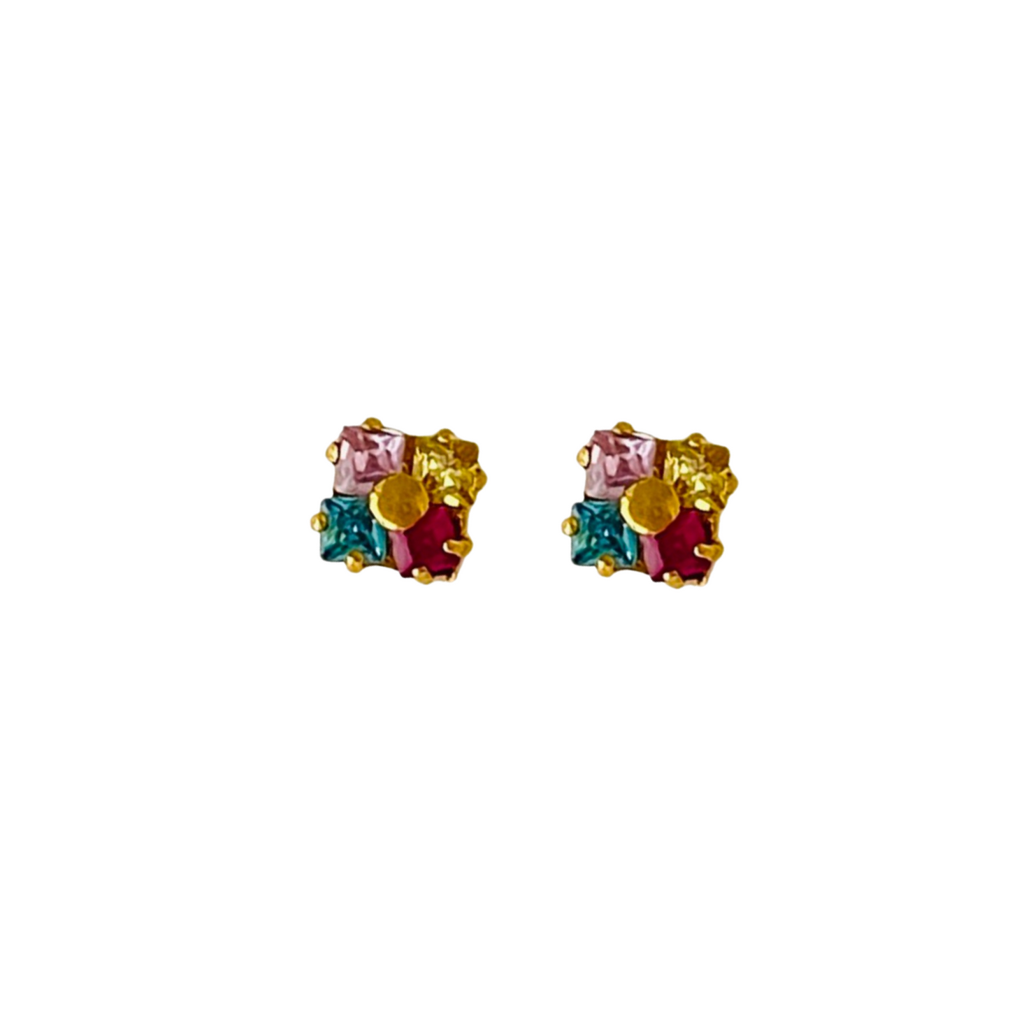 22KT Gold Multi Color Stud Earrings