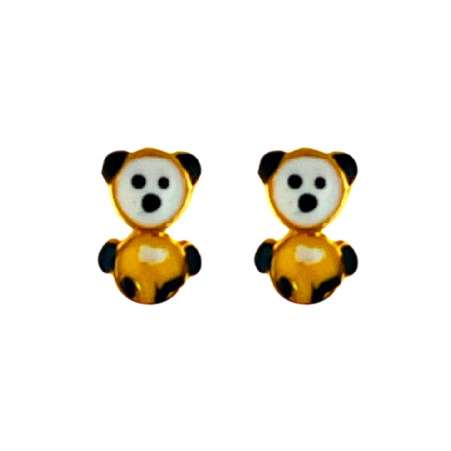 18KT Gold Enamel Panda Stud Earrings
